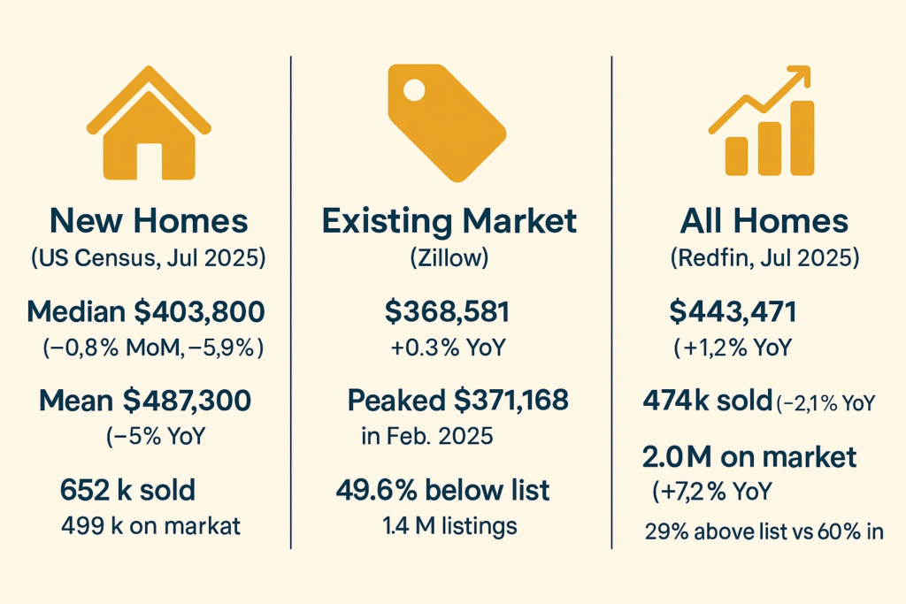 New vs existing home prices in the U.S. in 2025