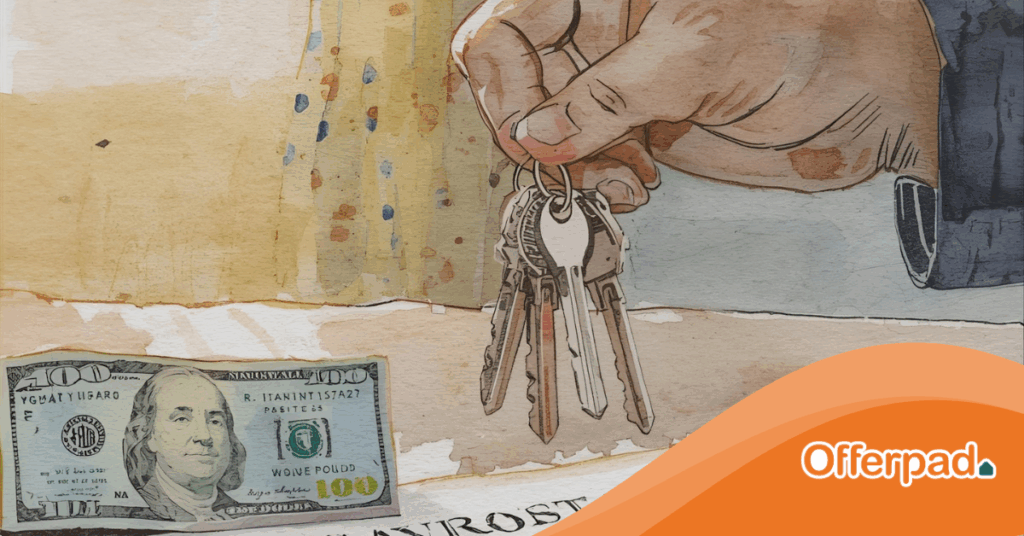 Homeowner handing over keys after receiving a cash offer.